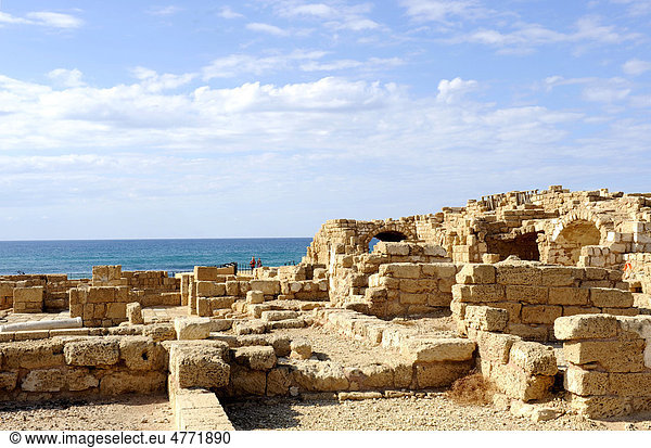 Ruinen des Geschäfts- und Verwaltungsviertels,  Caesarea,  Israel,  Naher Osten,  Vorderasien