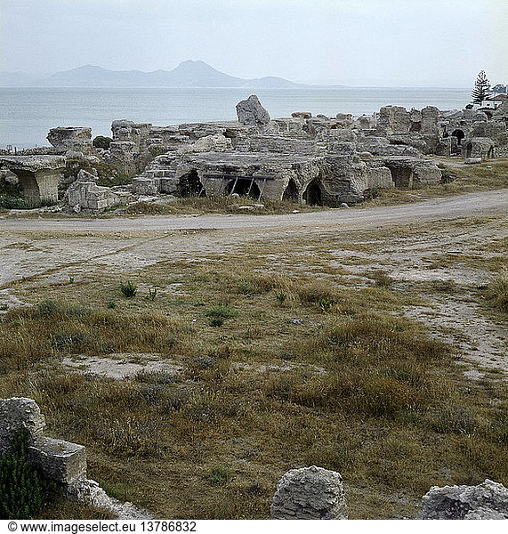 Ruinen des römischen Karthago. Das phönizische Karthago wurde 146 v. Chr. von den Römern zerstört. Tunesien. Römisch. Karthago.