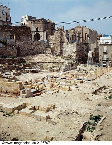 Ruinen des Römischen Theaters,  Cartagena. Murcia,  Spanien