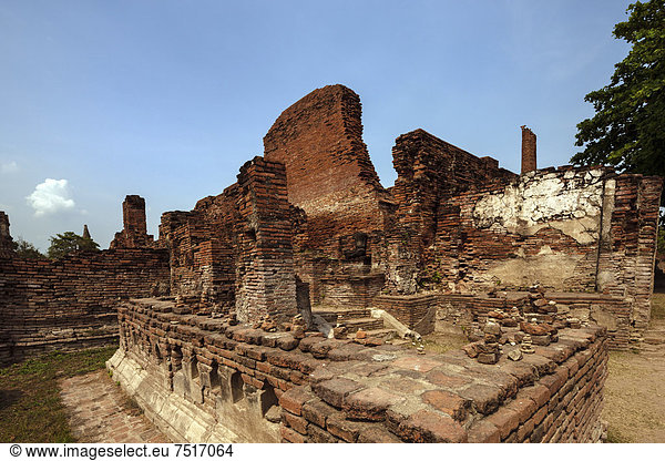 Ruinen des Wat Phra Mahathat  Ayutthaya  Thailand  Asien
