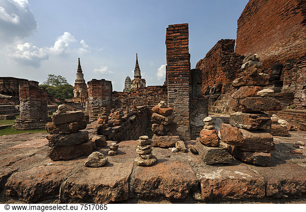 Ruinen des Wat Phra Mahathat  Ayutthaya  Thailand  Asien