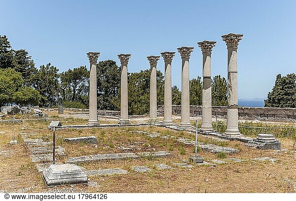 Ruinen mit Säulen  Ehemaliger Tempel  Asklepieion  Kos  Dodekanes  Griechenland  Europa