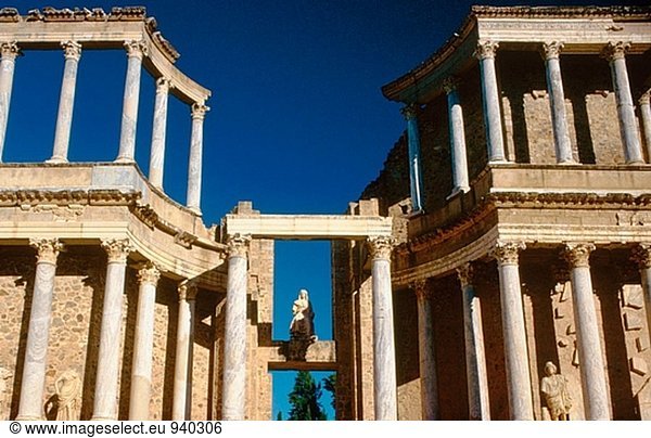 Ruinen  Theater in der alten römischen Stadt Emerita Augusta. Merida. Spanien