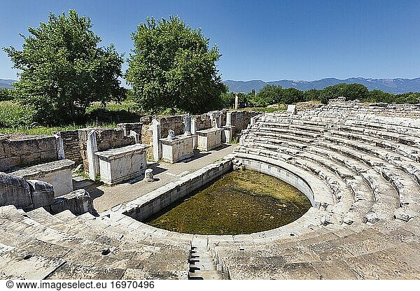Ruinen von Aphrodisias  Provinz Aydin  Türkei. Das intime  zehnstöckige Odeon. Aphrodisias  das zum UNESCO-Weltkulturerbe gehört  war Aphrodite  der Göttin der Liebe  geweiht.