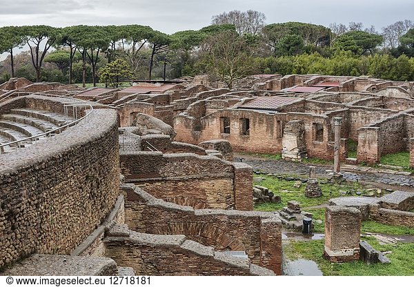 Ruins of ancient Roman Ostia Antica,  Lazio,  Italy.