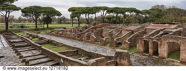 Ruins of ancient Roman Ostia Antica Lazio Italy.