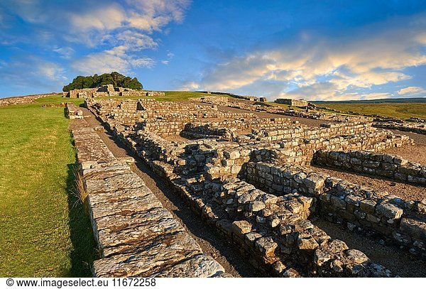 Ruins of Houseteads Roman Fort  Veronicum  Hadrians Wall   A UNESCO World Heritage Site  Northumberland  England  UK.