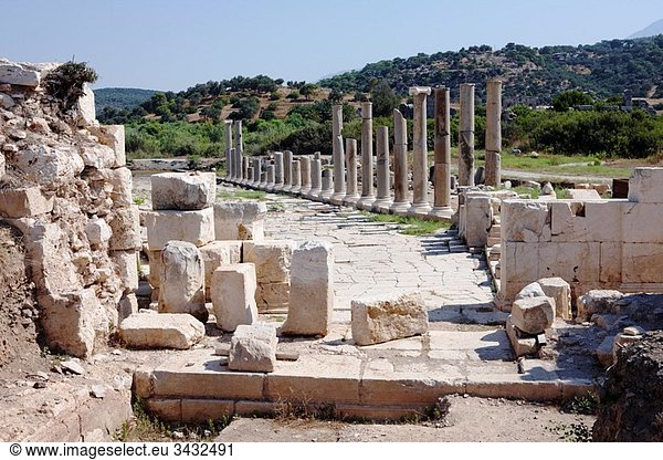 Ruins of Southern Gate and main avenue of Patara  an ancient Lycian city in South West of modern Turkey