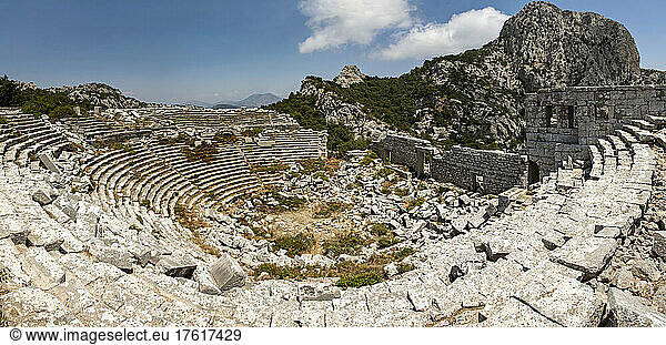 Ruins of the Roman theatre  at Termessos  near Antalya  Turkey.; Termessos  Anatolia  Turkey.