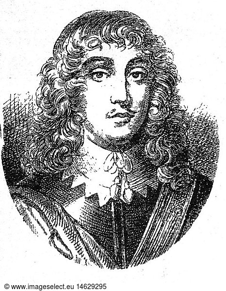 Ruprecht von der Pfalz  27.12.1619 - 29.11.1682  engl. General und Admiral  PortrÃ¤t  Xylografie  19. Jahrhundert Ruprecht von der Pfalz, 27.12.1619 - 29.11.1682, engl. General und Admiral, PortrÃ¤t, Xylografie, 19. Jahrhundert,