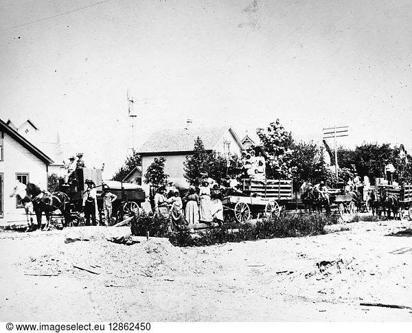 RURAL AMERICA  c1900. Moving day in a rural community. Photograph  c1900.