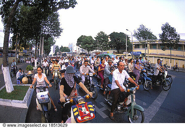 Rushing Mopeds Movement Everywhere Ho Chi Minh City Saigon Vietnam