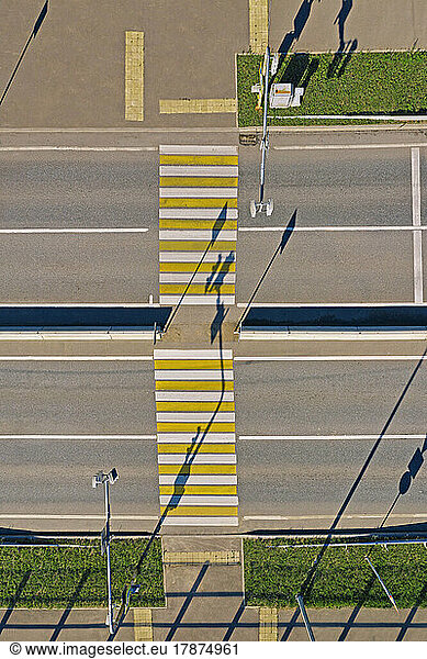 Russia  Aerial view of empty zebra crossing