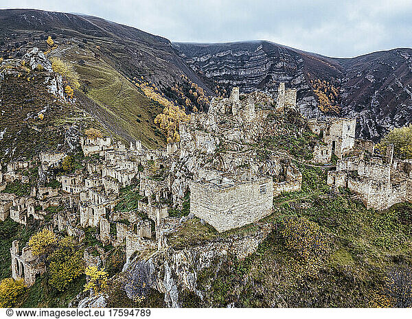 Russia  Dagestan  Gamsutl  Old abandoned mountain village in North Caucasus