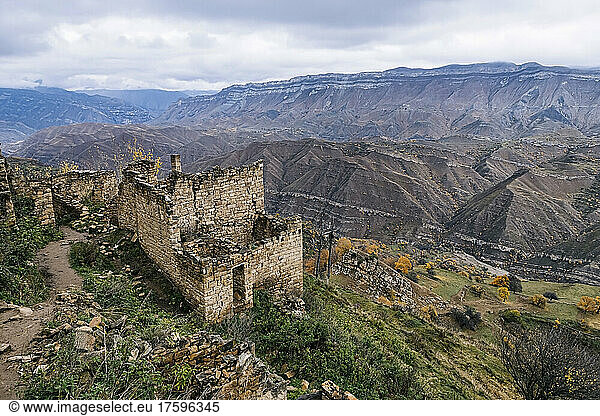 Russia  Dagestan  Gamsutl  Old abandoned mountain village in North Caucasus