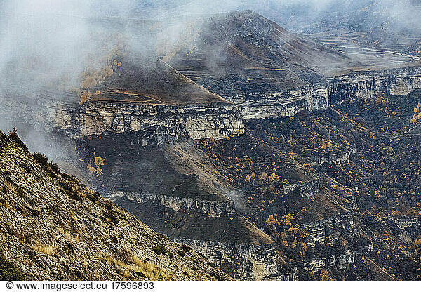 Russia  Dagestan  Gunib  Caucasus Mountains in autumn