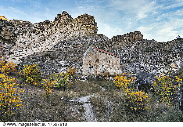 Russia  Dagestan  Old temple in Caucasus Mountains