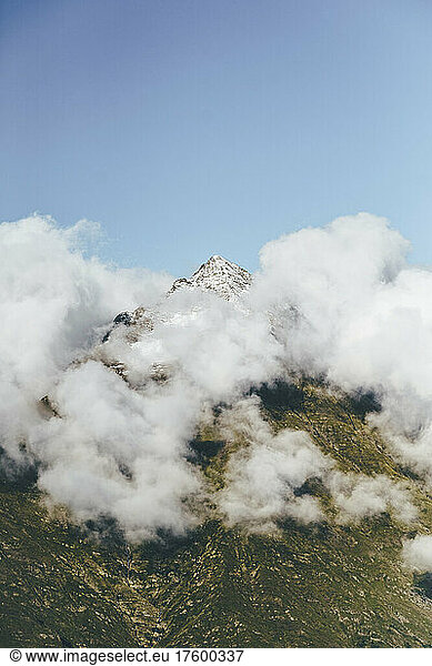 Russia  Krasnodar Krai  Clouds shrouding peak in Caucasus Nature Reserve