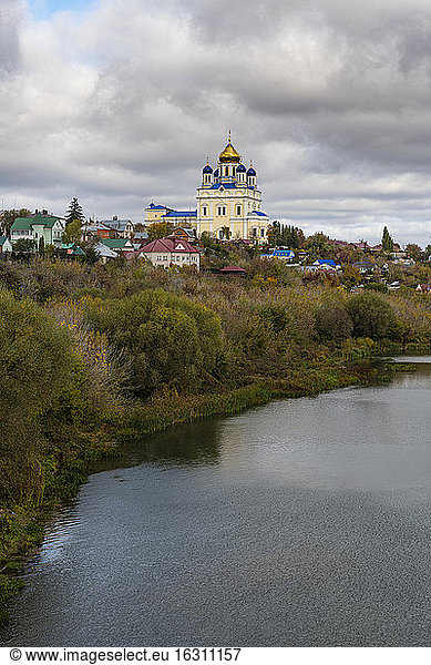 Russia  Lipetsk Oblast  Yelets  Yelets Cathedral overlooking Bystraya Sosna river