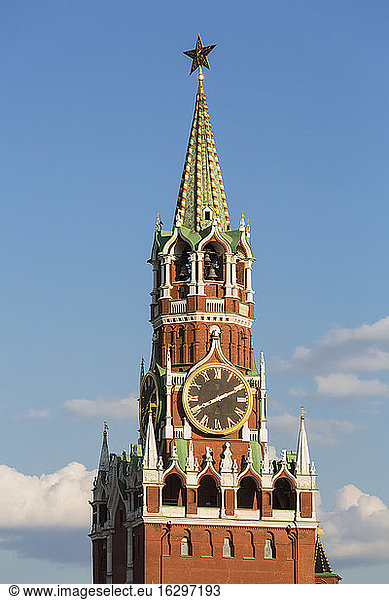 Russia  Moscow  detail of Spasskaya Tower