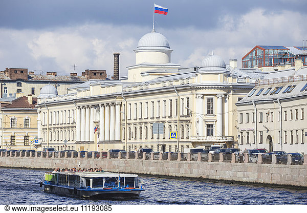 Russia  Saint Petersburg  Fontanka river with tourist boat