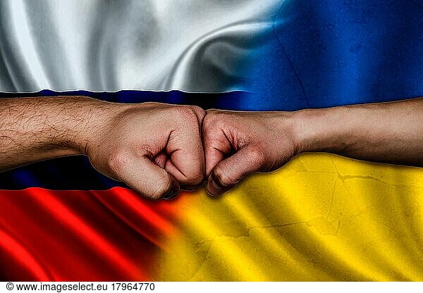 Russia vs Ukraine two fists bumping  Russia vs Ukraine political conflict  Russia vs Ukraine flag  Russia vs Ukraine concept