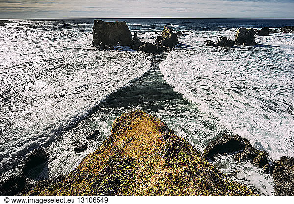 Russian Gulch Headlands along the coast of Mendocino County; California  United States of America