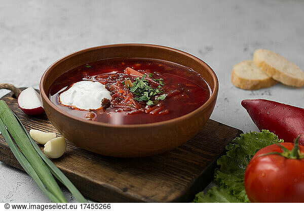 russian national red vegetable soup borscht