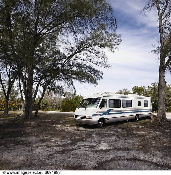 RV Parked in a Clearing