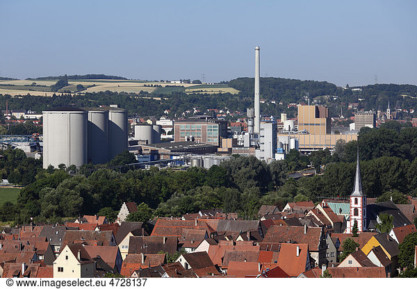 Südzucker-Fabrik in Ochsenfurt  vorne Frickenhausen am Main  Mainfranken  Unterfranken  Franken  Bayern  Deutschland  Europa