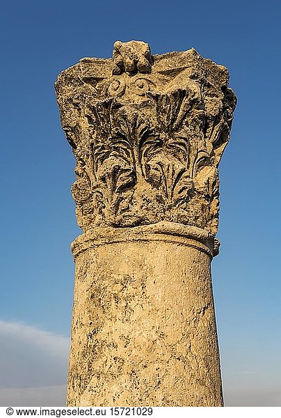 Säule der byzantinischen Kirche  Zitadelle von Amman  Amman  Jordanien  Asien