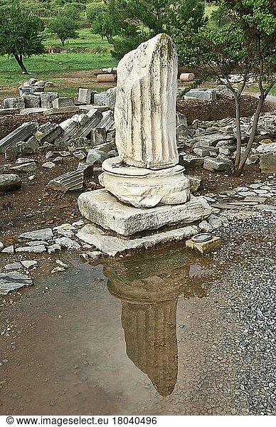 Säule  Ephesos  Provinz Izmir  Türkei  Ephesus  Pfütze  Asien