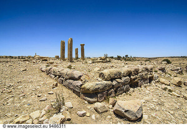 Säulen Überreste in Qohaito Eritrea Afrika