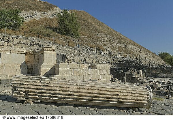 Säulenfragment  Ausgrabungsstätte Bet Sche´an  Israel  Asien
