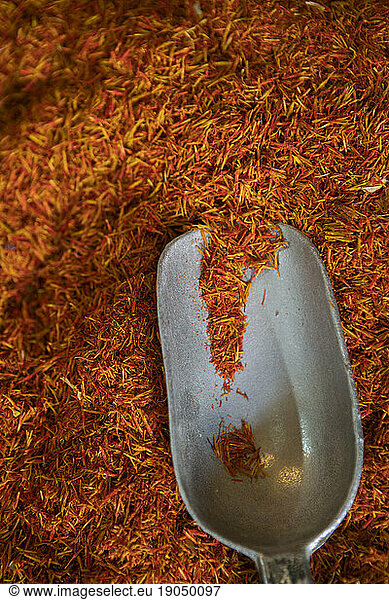 Saffron for sale at a souk in Old Dubai  United Arab Emirates