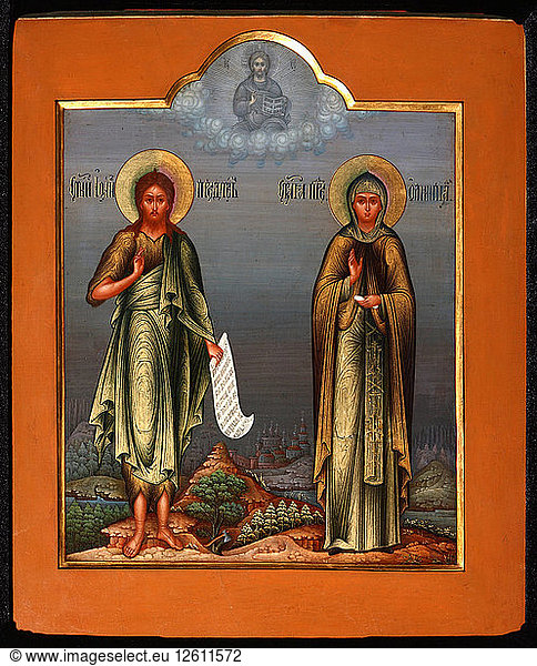 Saint John the Forerunner and Saint Olympia the Deaconess  End of 19th cen.. Artist: Russian icon
