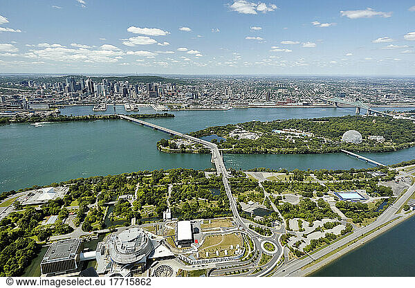 Saint Lawrence River Against Urban Landscape; Montreal  Quebec  Canada