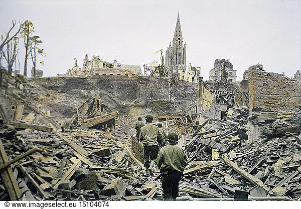 Saint-Lo  destruction  military  Normandy  World War II  WWII  war  France  historical
