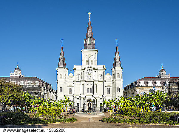 Saint Louis Cathedral on Jackson Square in the French Quarter  New Orleans  Louisiana  United States