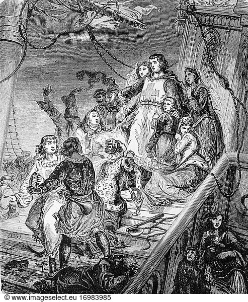 Saint louis weigert sich  dem Schiffbruch allein zu entkommen 1254?  edition lahure 1881.