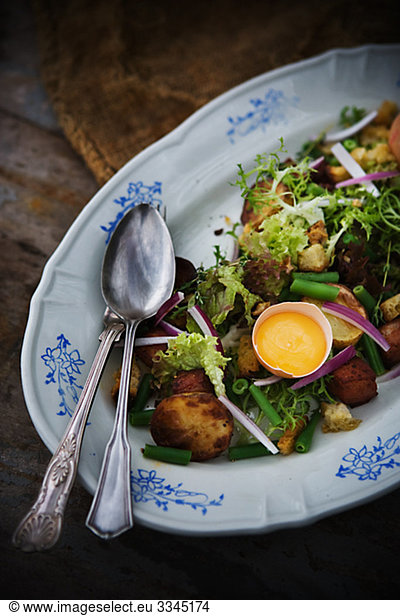 Salad with potatoes and egg yolk  Sweden.