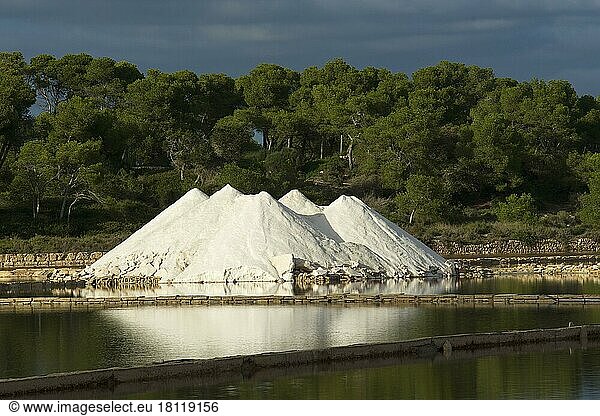 Salt heap in Colonia Sant Jordi  Majorca  Balearic Islands  Spain  Europe