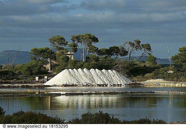 Salt heap in Colonia Sant Jordi  Majorca  Balearic Islands  Spain  Europe
