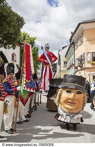 Samson parade  Samson and dwarf  Giant figures  pageant  Traditional culture  Customs  Mauterndorf  Lungau  Province of Salzburg  Austria  Europe