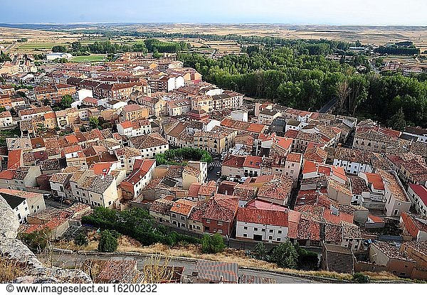 San Esteban de Gormaz  Luftaufnahme von der Burg. Provinz Soria  Kastilien und Leon  Spanien.