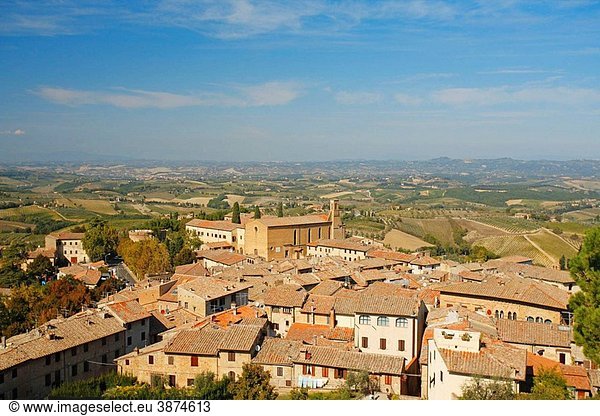 San Gimignano view from above  Tuscany  Italy