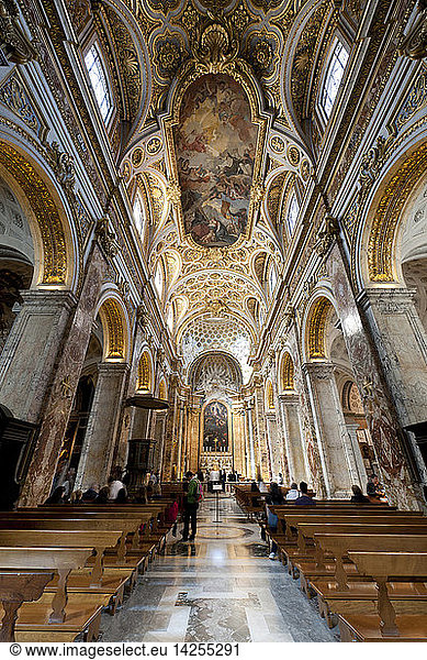 San Luigi dei Francesi The french National Church built in the 16th century. Interior view of Caravaggio s paintings: The Calling of St Matthew and St Matthew and the Angel painted between 1597 and 1602.  Rome  Lazio  Italy  Europe