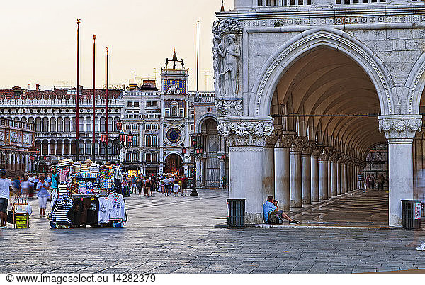 San Marco square and Torre dell´orologio tower  Veneto  Italy  Europe