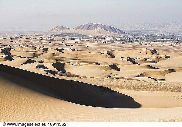 Sand dunes in the desert at Huacachina  Ica Region  Peru