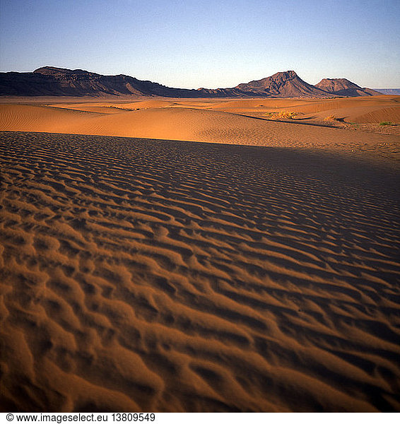 Sanddünen im Morgengrauen in der Wüste Sahara bei Zagora  Marokko